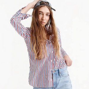 J. Crew Women's Classic-fit Cotton Trifecta Stripe Boy Button Down Shirt Size XS